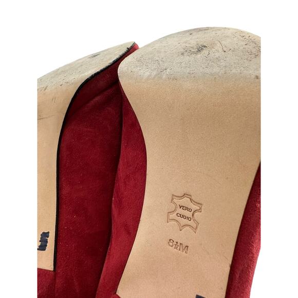 Via Spiga women's red suede‎ round toe pump heels size 8.5 - Picture 9 of 9